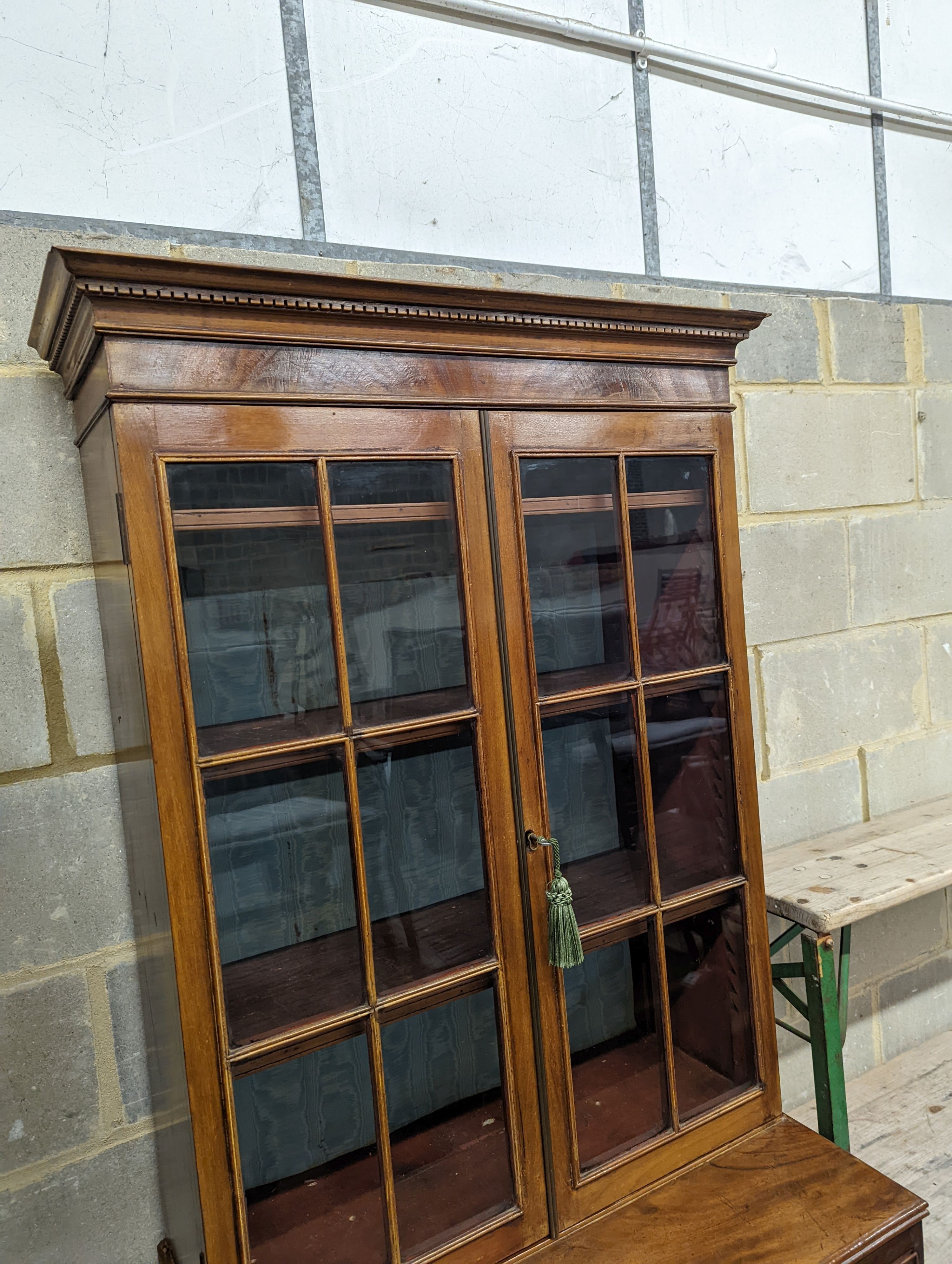 A George IV narrow mahogany secretaire bookcase, width 77cm, depth 48cm, height 207cm